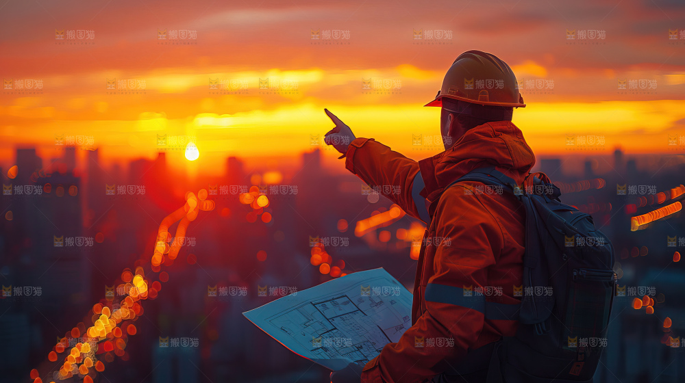 城市建设发展工地工人向上国富民强