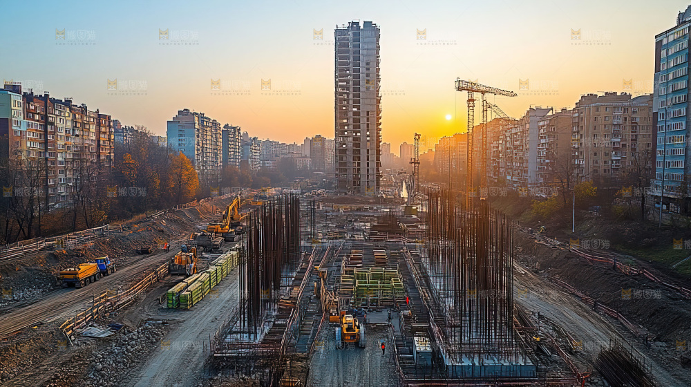 城市建设发展工地工人向上国富民强