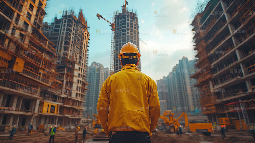 城市建设发展工地工人向上国富民强