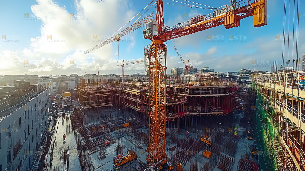 城市建设发展工地工人向上国富民强