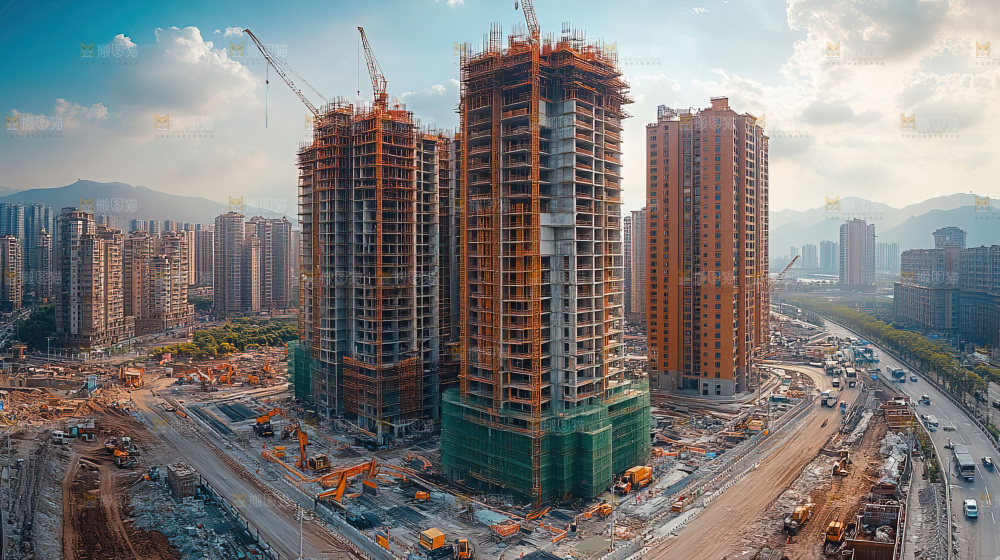 城市建设发展工地工人向上国富民强