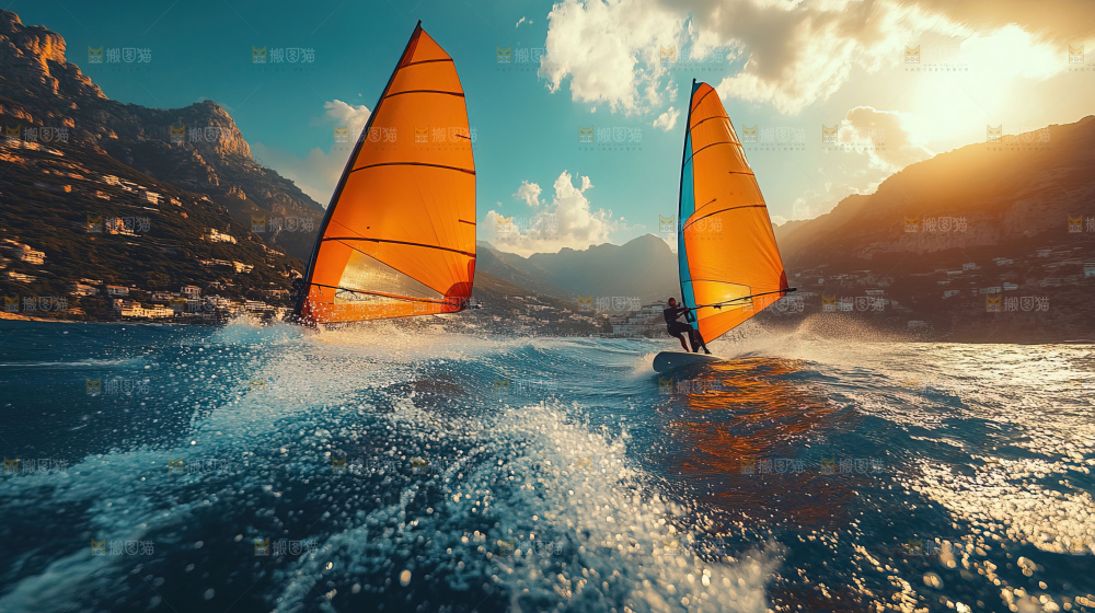 帆船运动海浪波浪激励奋斗拼搏