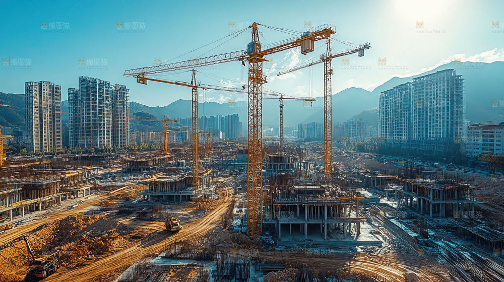 城市建设发展工地工人团队企业概念
