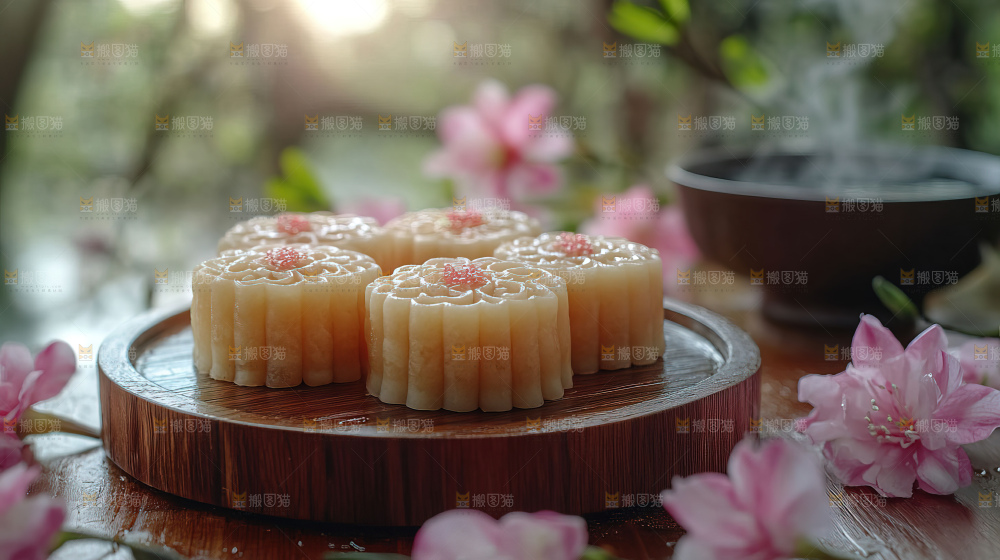中秋素材团圆花灯月饼荷花灯赏月