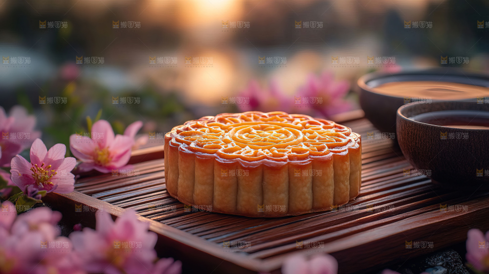 中秋素材团圆花灯月饼荷花灯赏月