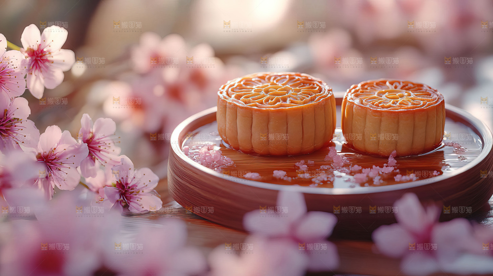 中秋素材团圆花灯月饼荷花灯赏月