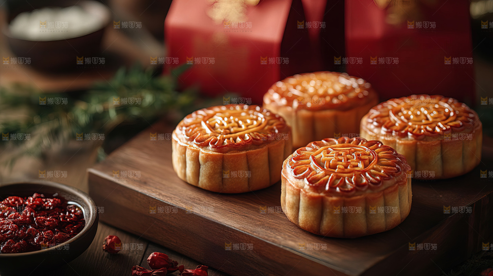 中秋素材团圆花灯月饼荷花灯赏月