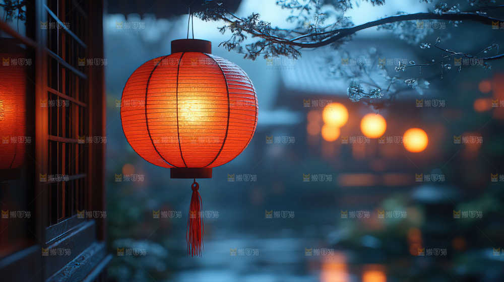 中秋素材团圆花灯月饼荷花灯赏月