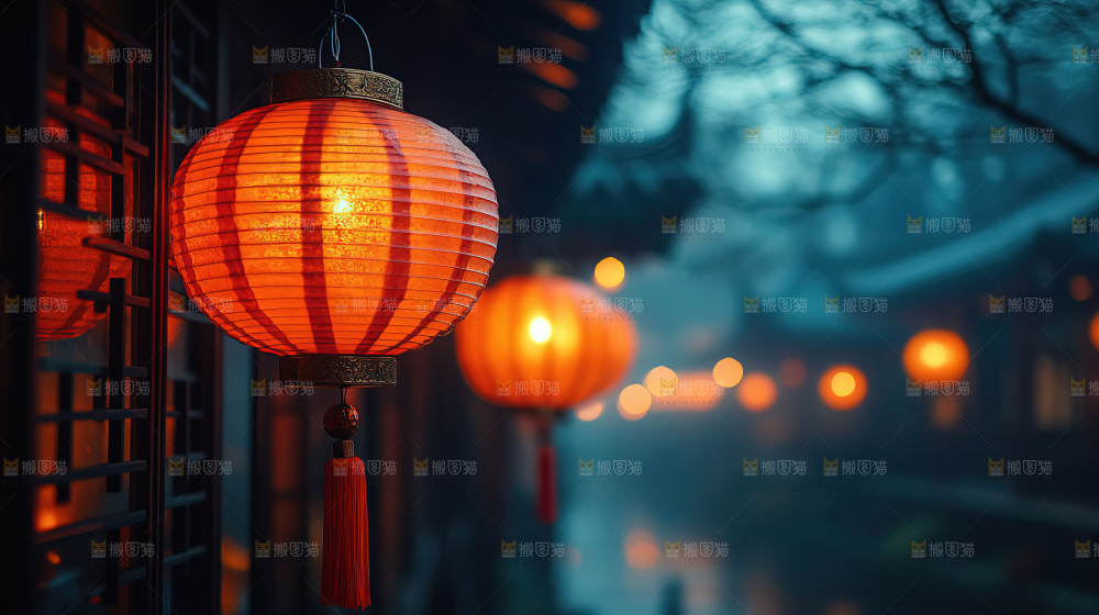 中秋素材团圆花灯月饼荷花灯赏月