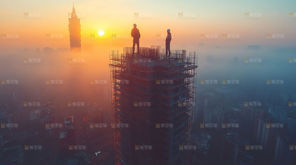 城市建设发展工地工人团队企业概念