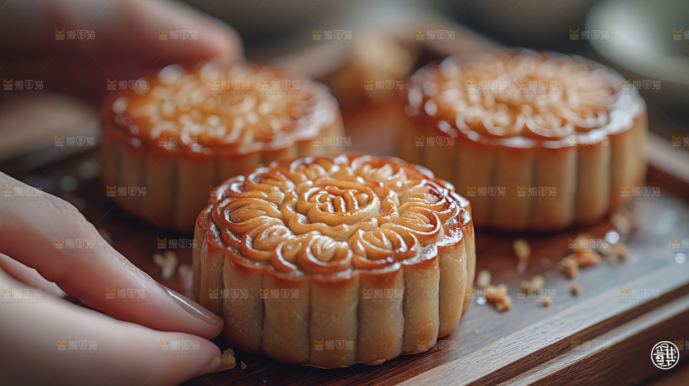 中秋素材团圆花灯月饼荷花灯赏月