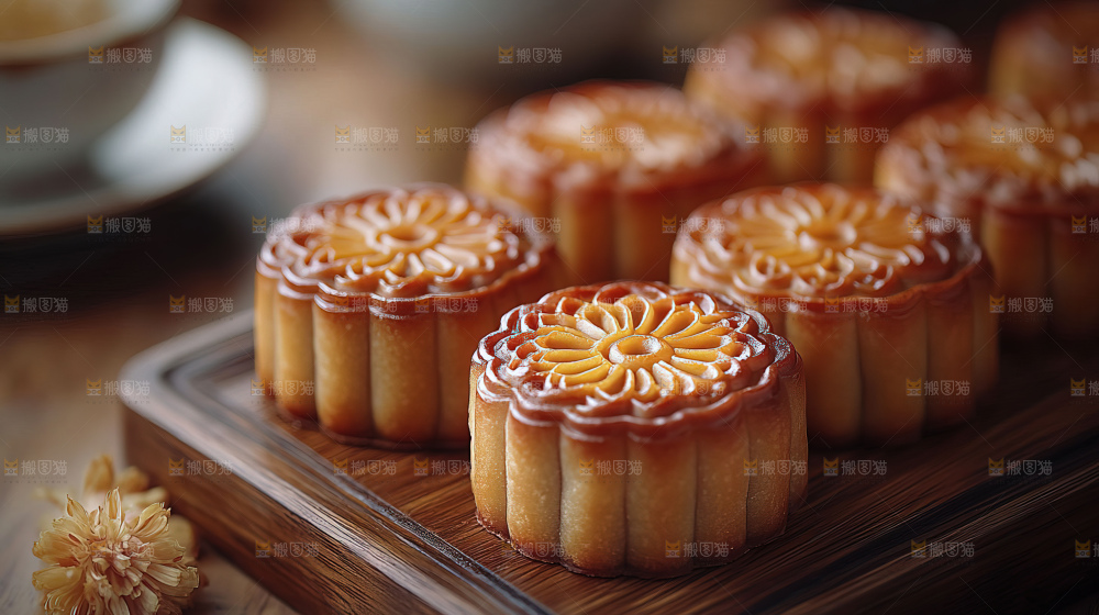 中秋素材团圆花灯月饼荷花灯赏月