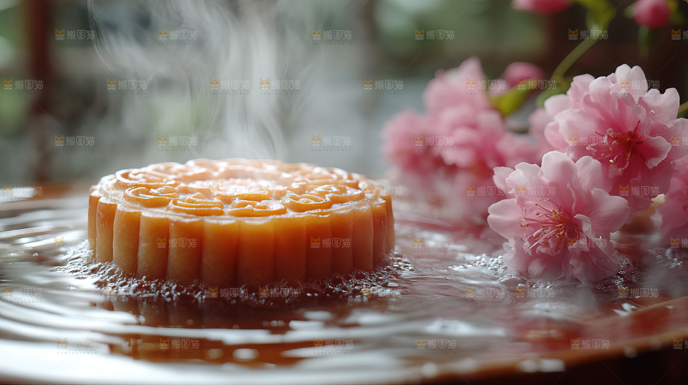 中秋素材团圆花灯月饼荷花灯赏月
