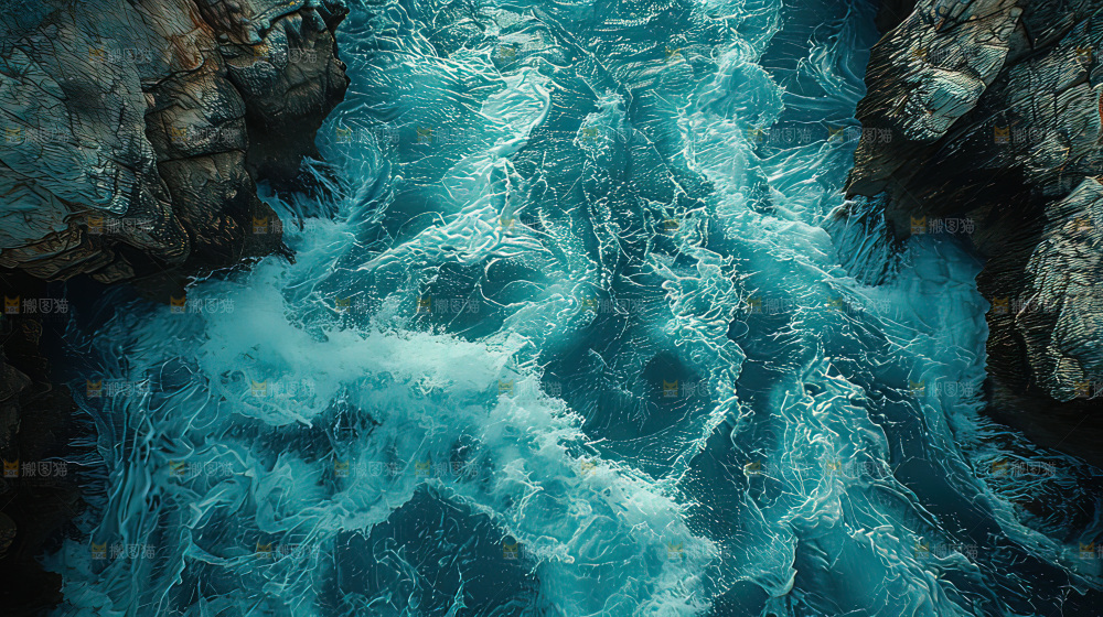 湍急 水流 波涛汹涌向上前行