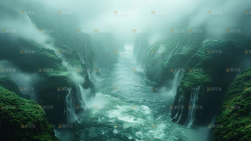 湍急 水流 波涛汹涌向上前行
