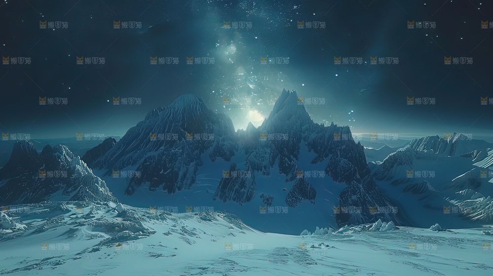 雪山星空银河攀登冒险团队