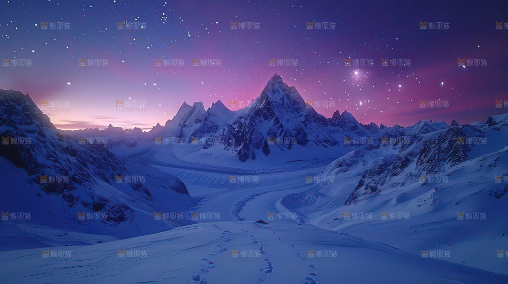 雪山星空银河攀登冒险团队