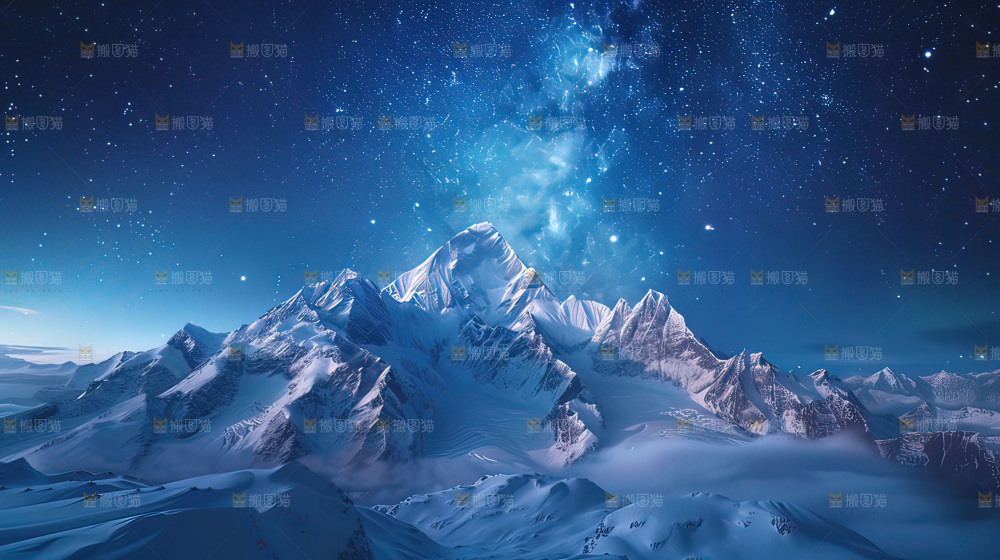 雪山星空银河攀登冒险团队