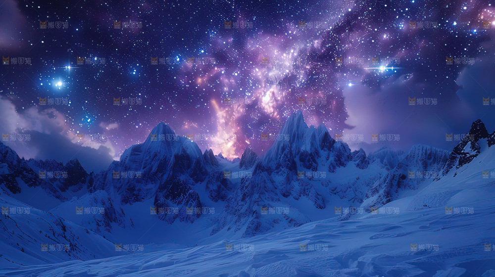 雪山星空银河攀登冒险团队