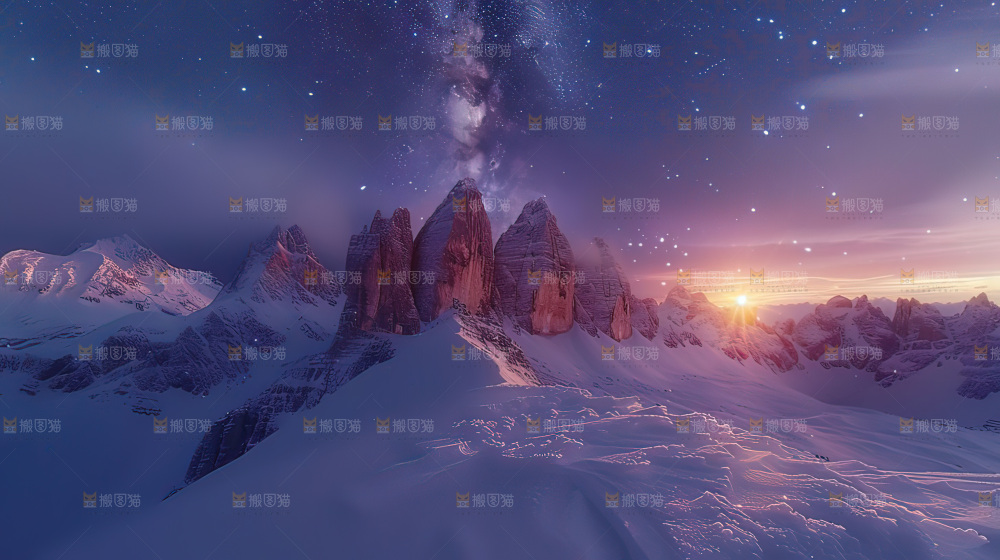 雪山星空银河攀登冒险团队