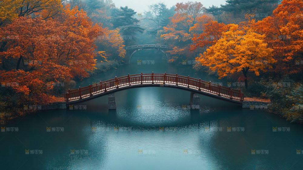 秋日落叶景观场景建筑素材