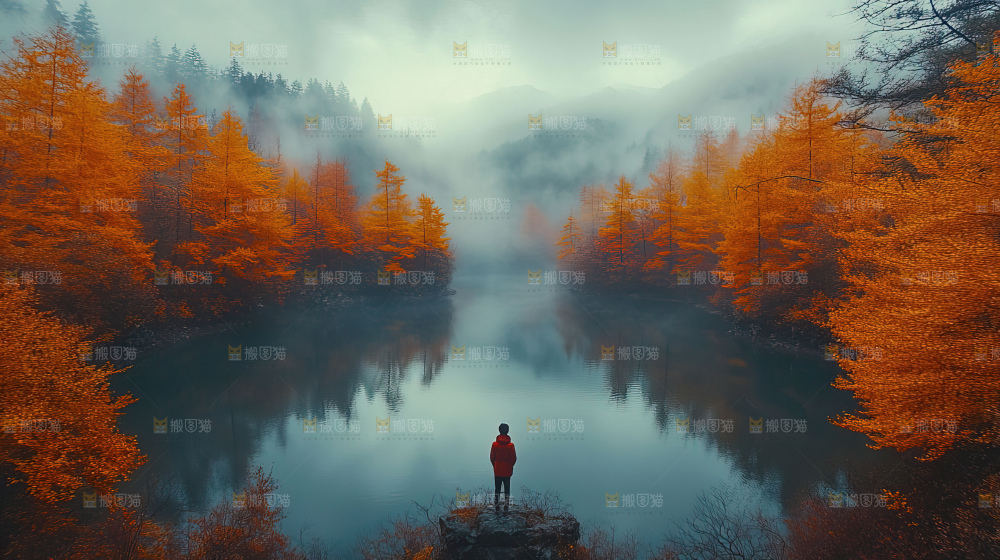 秋日落叶景观场景建筑素材