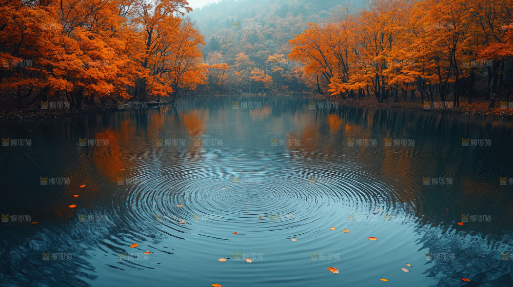 秋日落叶景观场景建筑素材
