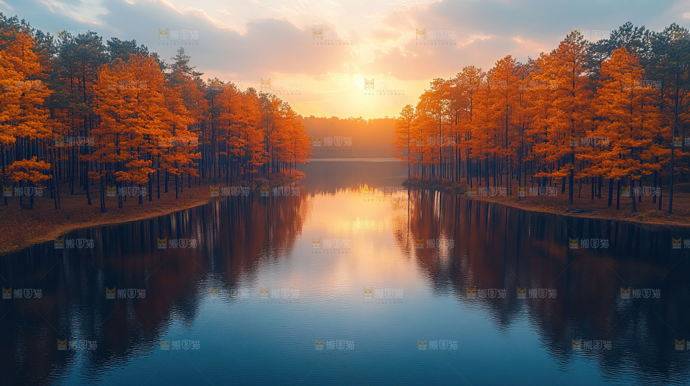 秋日落叶景观场景建筑素材