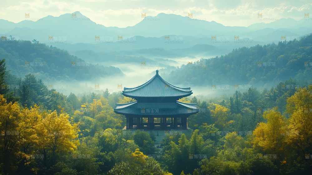 秋日落叶景观场景建筑素材