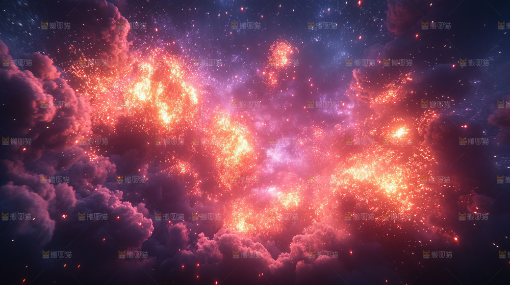 现代城市烟花夜景节日