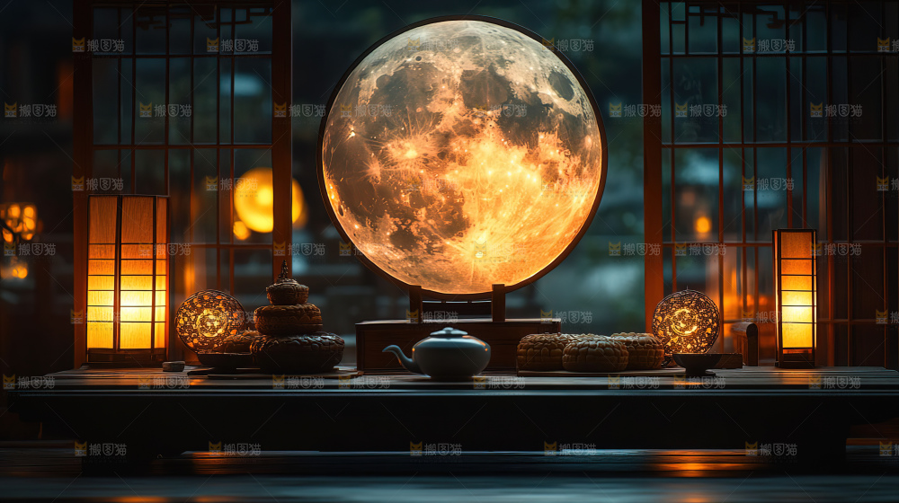 中秋节场景月饼传统文化