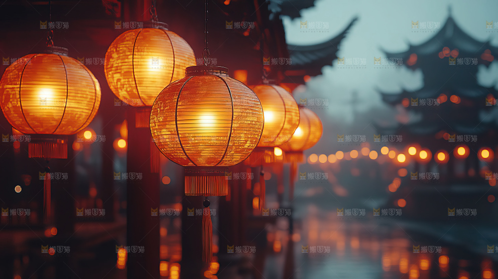 中式传统花灯喜庆节日