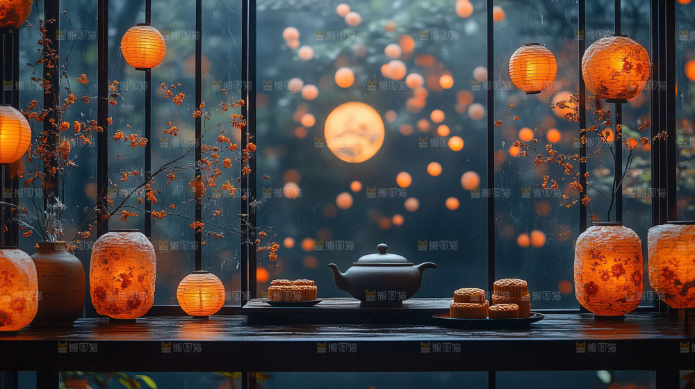 中秋节场景月饼传统文化
