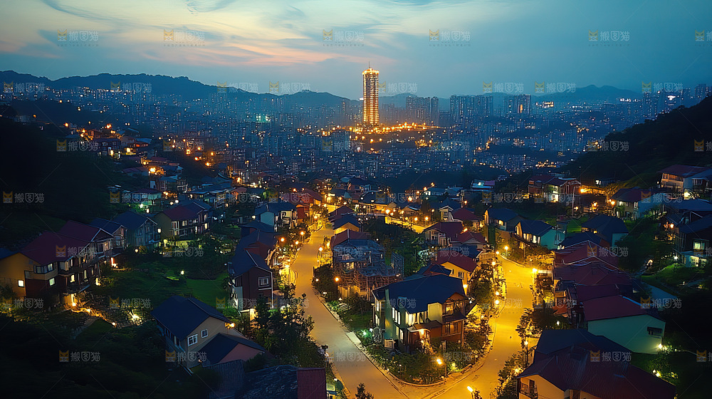 万家灯火城市夜景经济发展