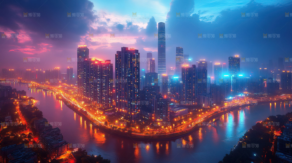 万家灯火城市夜景经济发展