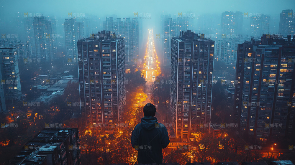 万家灯火城市夜景经济发展