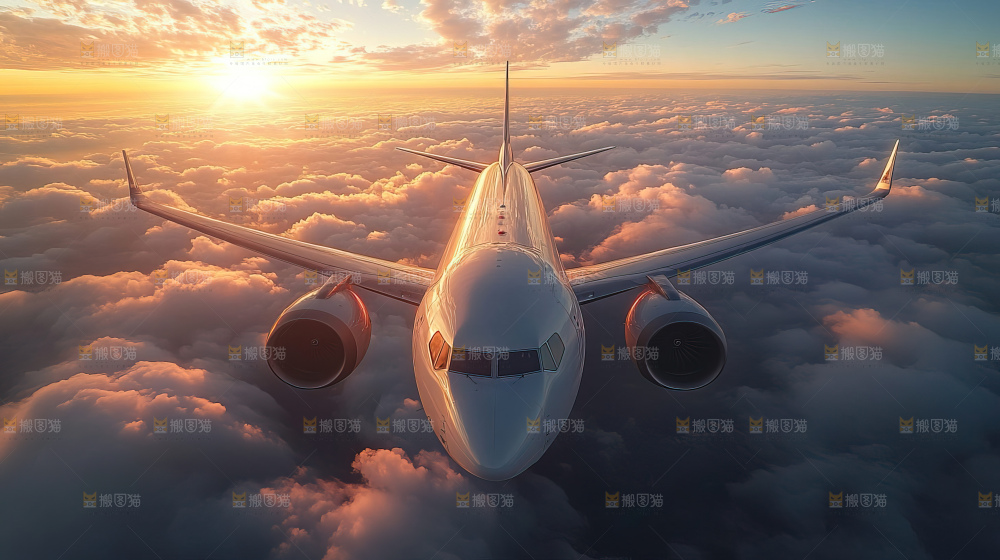 飞机离开地面飞向天空