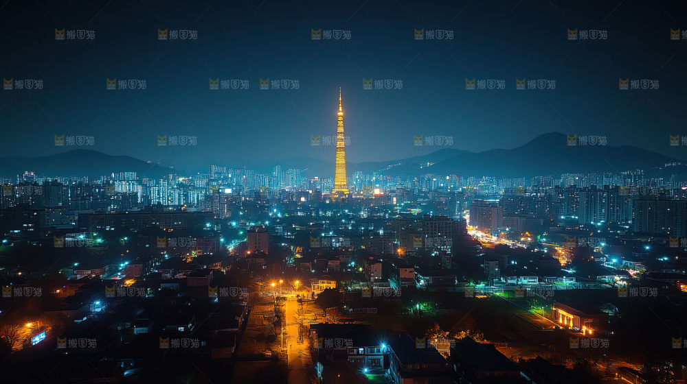 万家灯火城市夜景经济发展