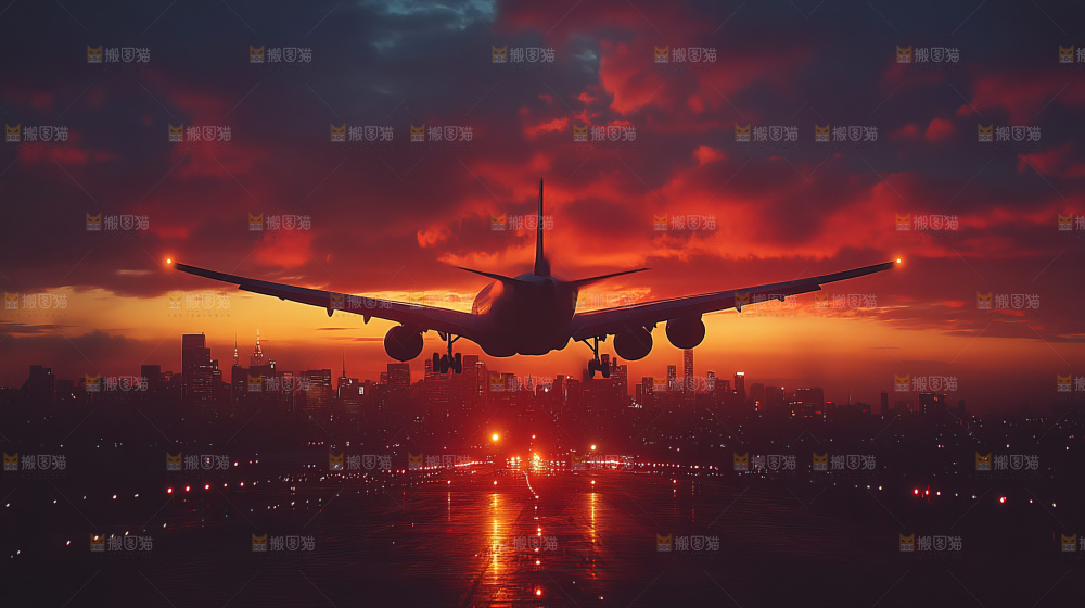 飞机离开地面飞向天空