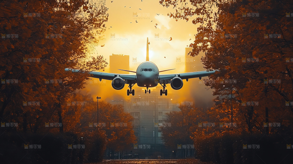 飞机离开地面飞向天空