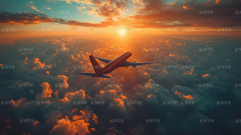 飞机离开地面飞向天空
