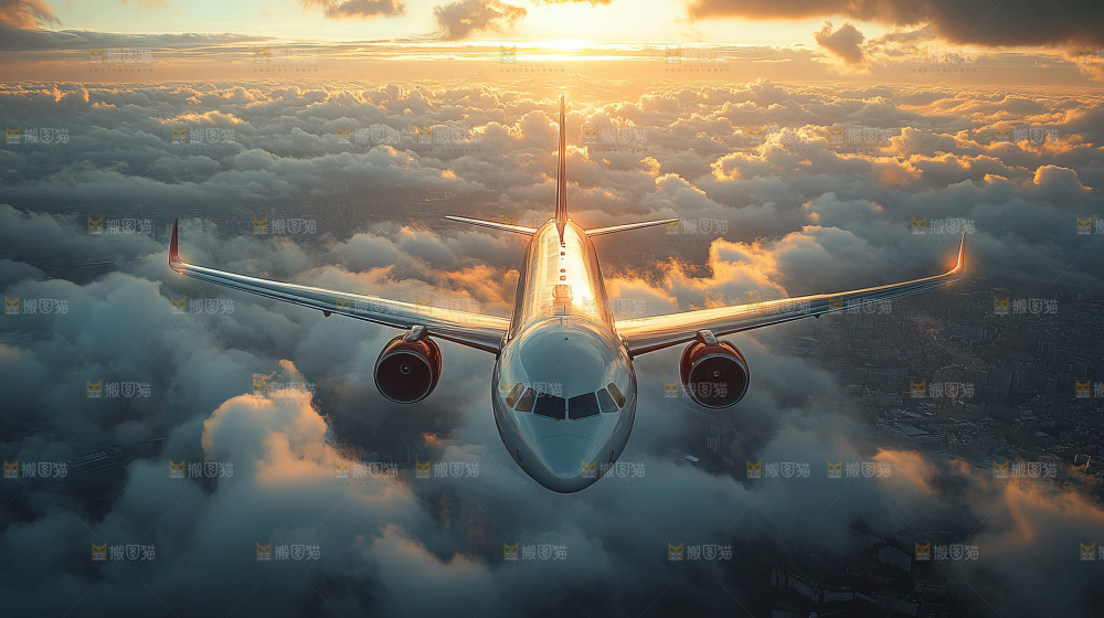 飞机离开地面飞向天空