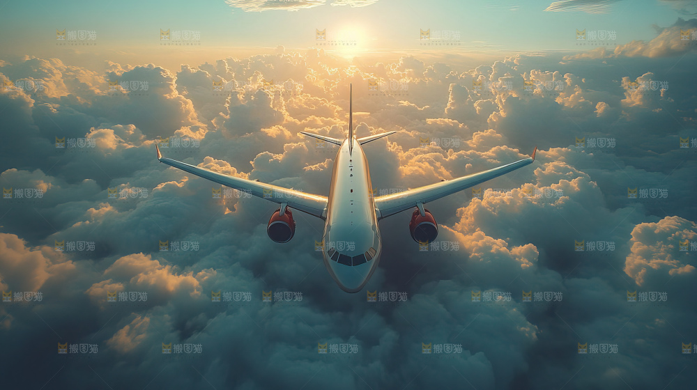 飞机离开地面飞向天空