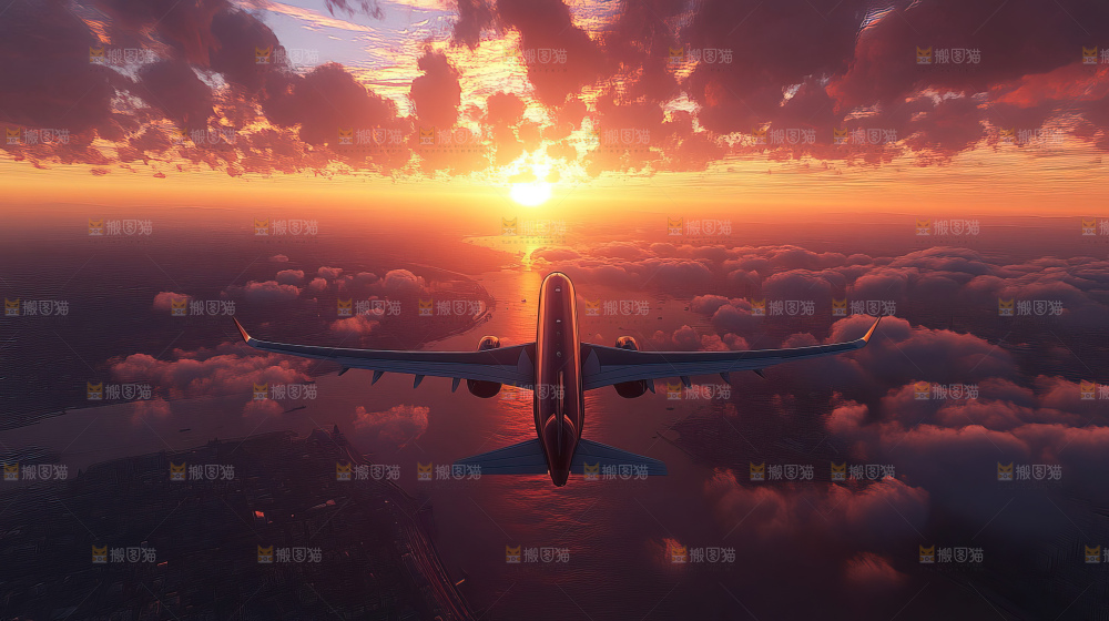 飞机离开地面飞向天空