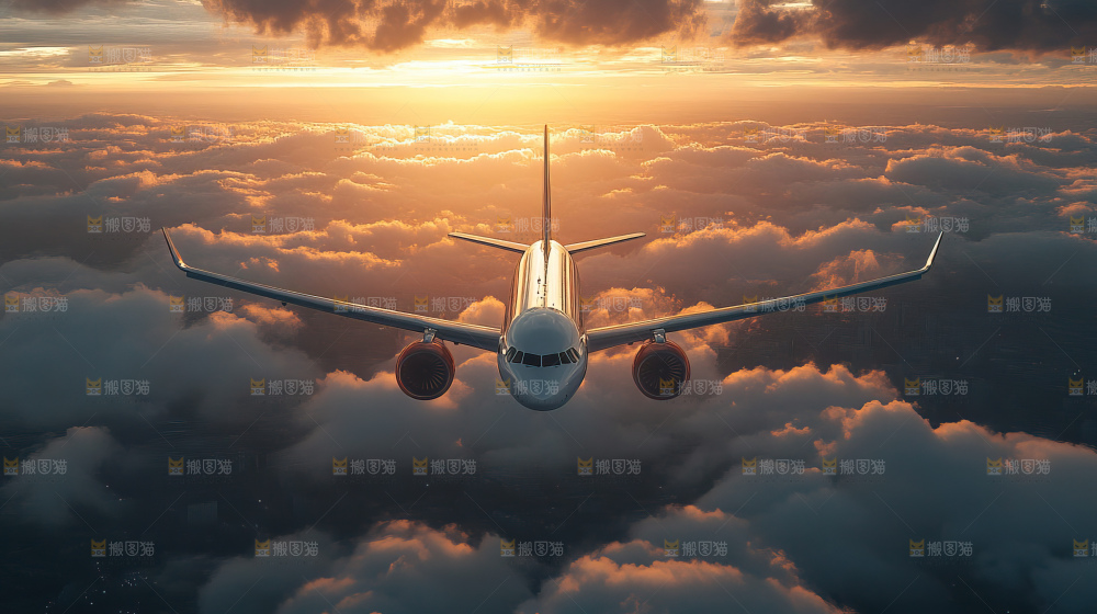 飞机离开地面飞向天空