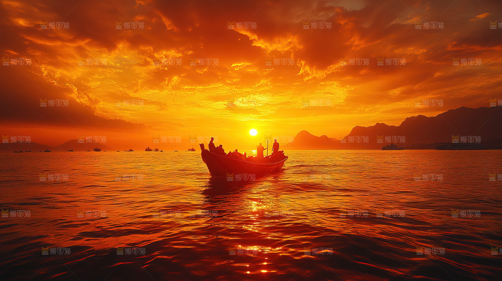 落日天际线海景祖国大好河山自然风景
