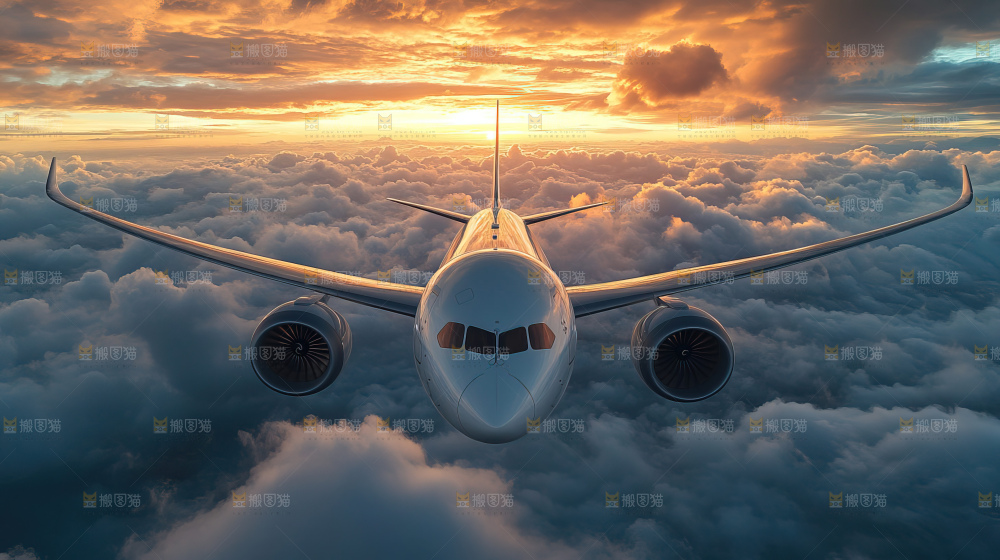 飞机离开地面飞向天空