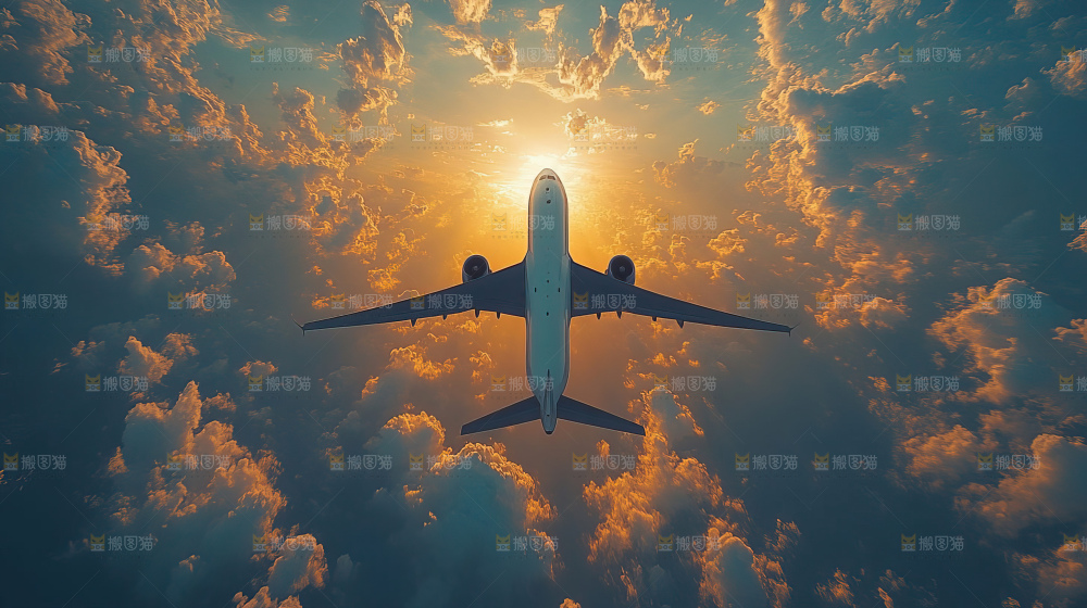 飞机离开地面飞向天空