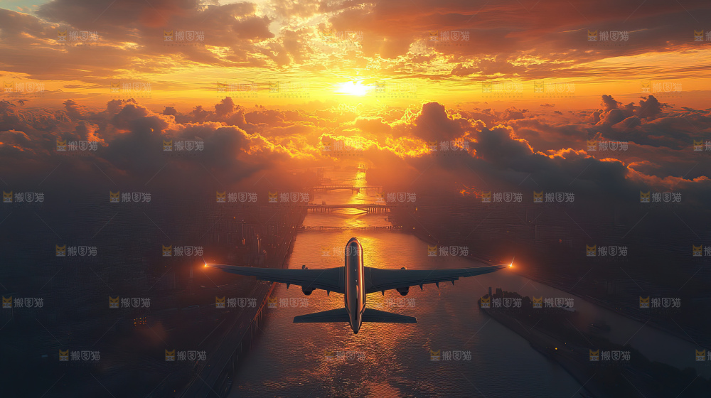 飞机离开地面飞向天空