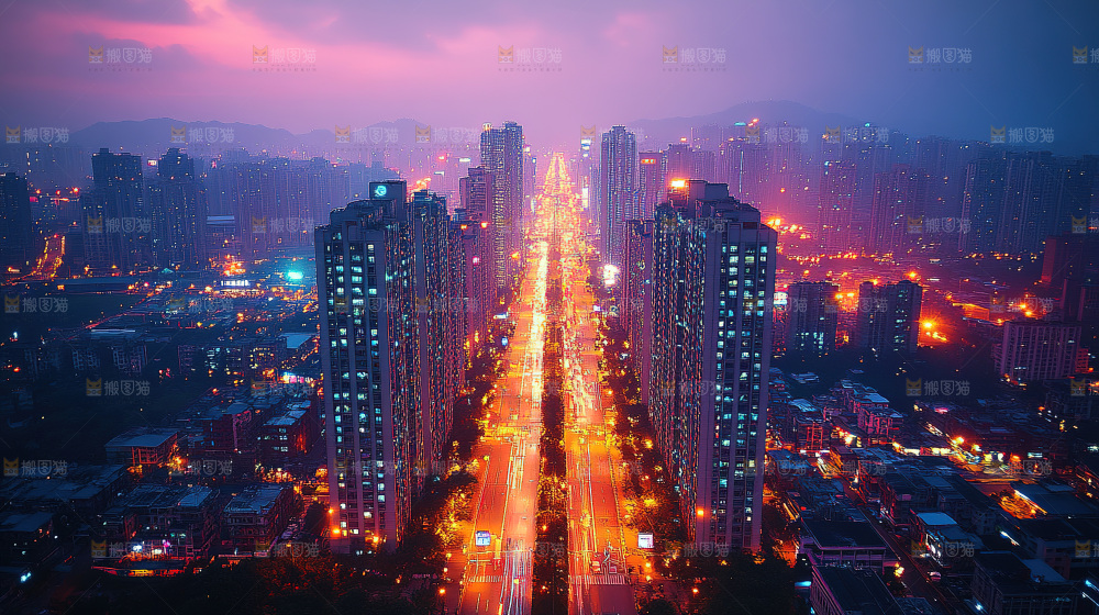 万家灯火城市夜景经济发展